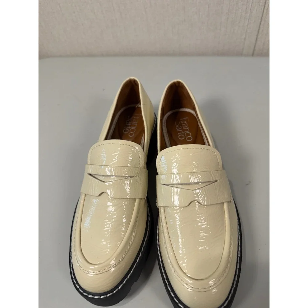 Franco Sarto Balin Chunky Lug Sole Loafers‎ Putty Platform Penny Shoes 6.5M